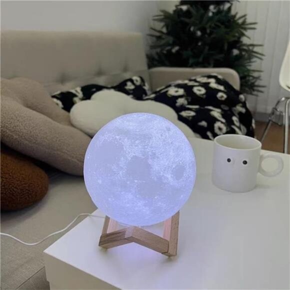 Moon Lamp Moon Night Light,16 Colors Moon Light with Stand & Remote &Touch - Picture 7 of 8